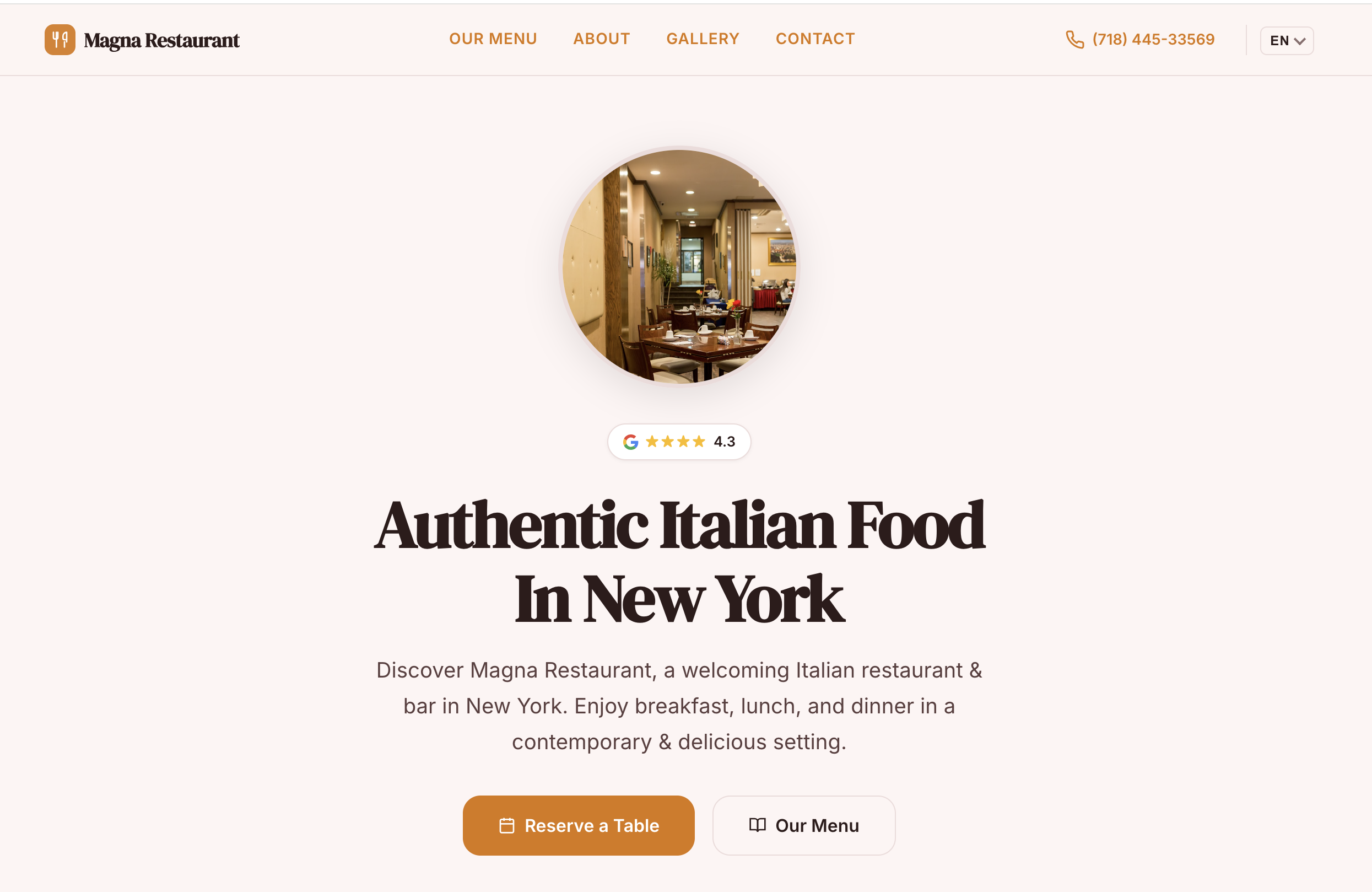 Example of a restaurant website built with our.site